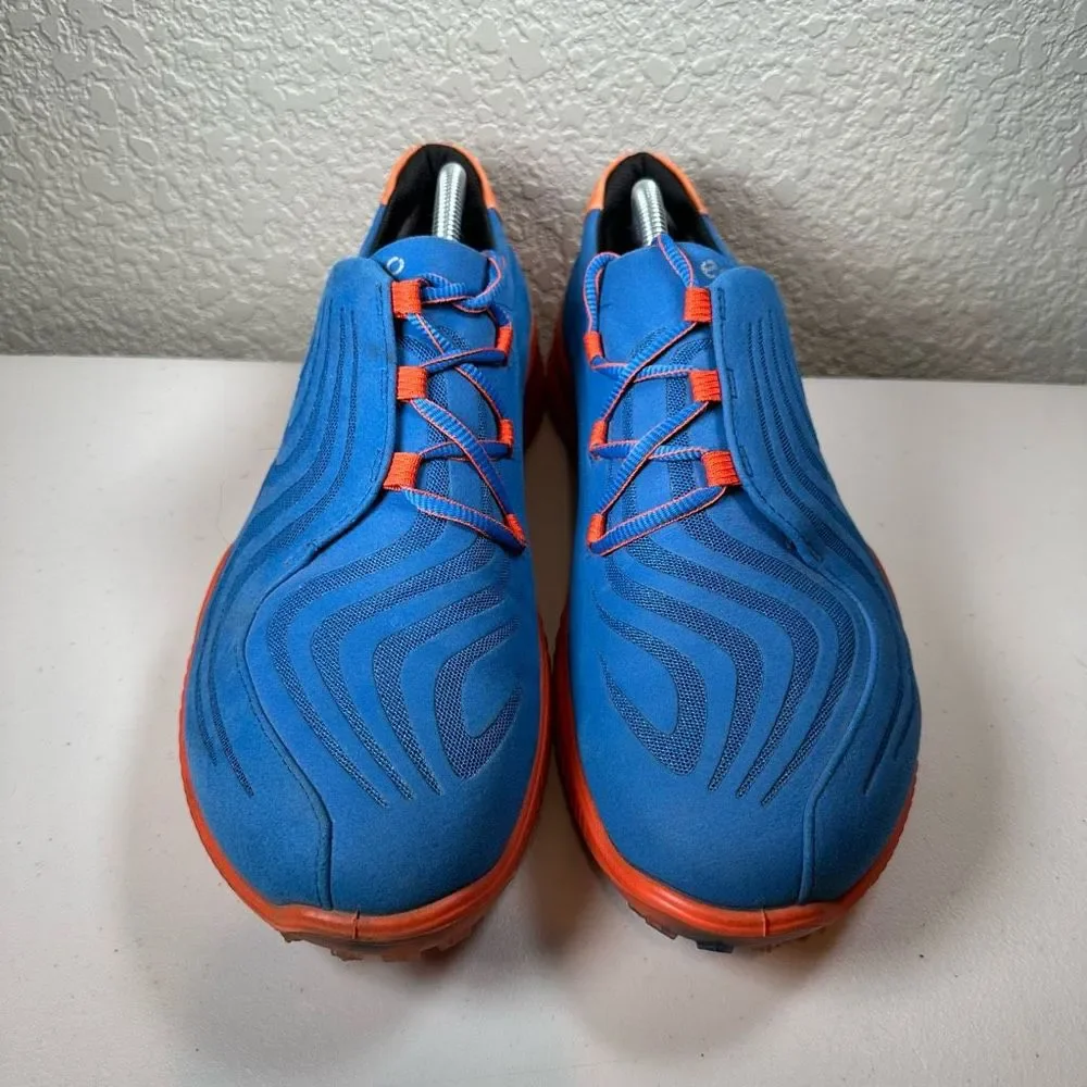 Ecco Mens 10 Hydromax S-Drive Athletic Shoes Blue Orange Spikeless Golf Sneakers_2